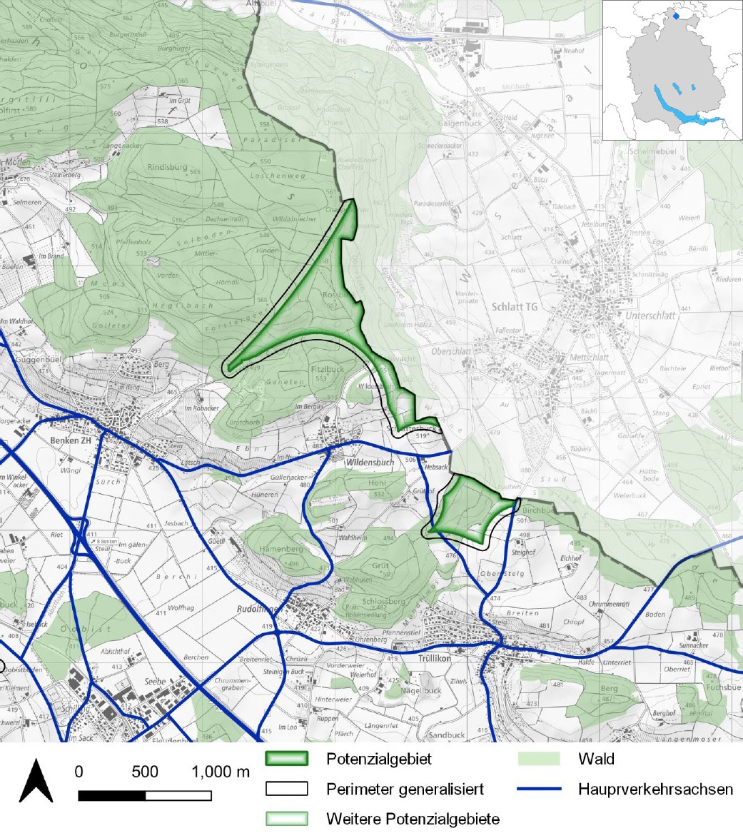 Eignungsgebiet 1 Windenergie Kanton Zürich